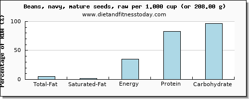 total fat and nutritional content in fat in navy beans